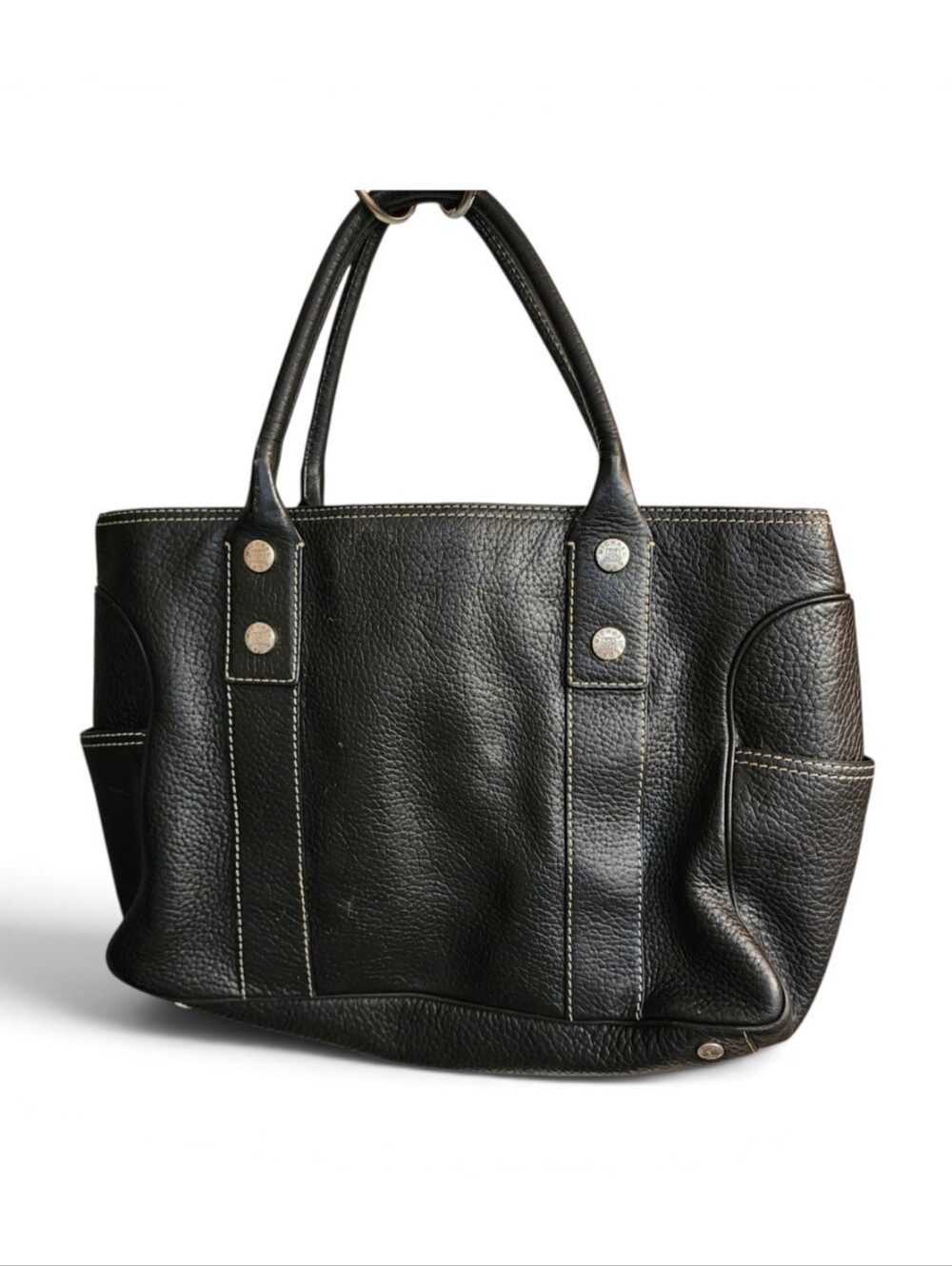 Y2K Michael Michael Kors Black Greenwich Genuine Leather Satchel Bag